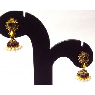 TINY Golden Oxidized Earrings Jhumka Jhumki Imitation Jewelry Drop Dangle EA96
